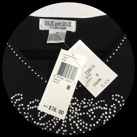 due’ per Due’ Classy Black Needlepoint Design Top Size M - Picture 5 of 5